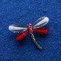 Brosche Libelle mit Kristallen, silberfarbenes Metall, 32×43 mm