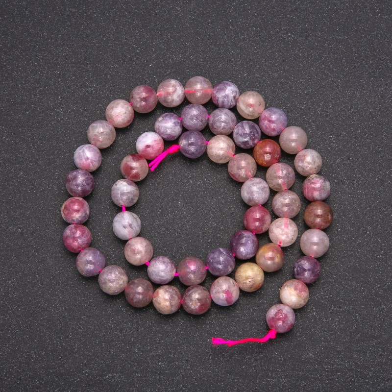 Natursteinperlen Rosa-Turmalin, glatte Kugel, Durchmesser ca. 8 mm, Länge 38 cm