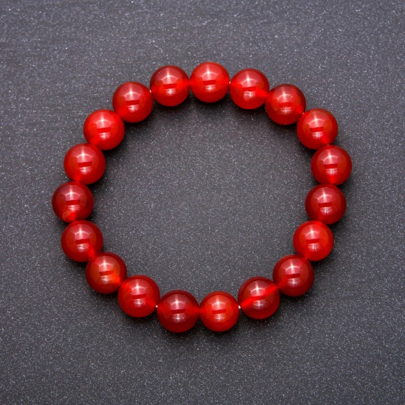 Armband aus Karneol – glatte Kugeln, Durchmesser ca. 10 mm, Länge 18 cm