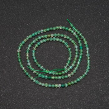 Jade-Perlen auf der Schnur, facettierte Kugeln, Durchmesser ca. 2,5 mm, Länge 38 cm