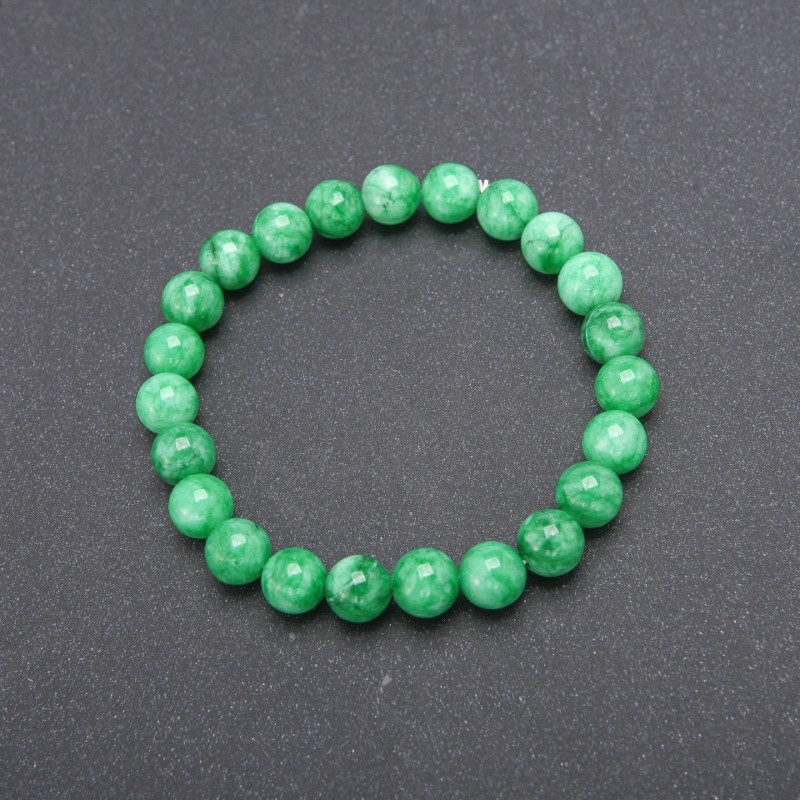 Armband aus Chrysoprase, künstlich, auf Elastikband, glatte Kugeln, Durchmesser ca. 8 mm, Umfang ca. 18 cm