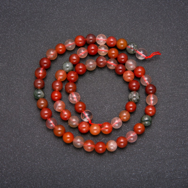 Perlen aus Naturstein Rutilquarz – Sortiment glatte Kugeln, Durchmesser ca. 6 mm, Länge ca. 38 cm