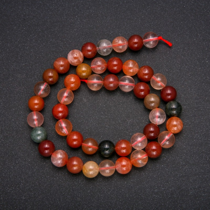 Rutilquarz-Perlen aus Naturstein, assortiert, glatte Kugeln, Durchmesser ca. 8 mm, Länge ca. 38 cm