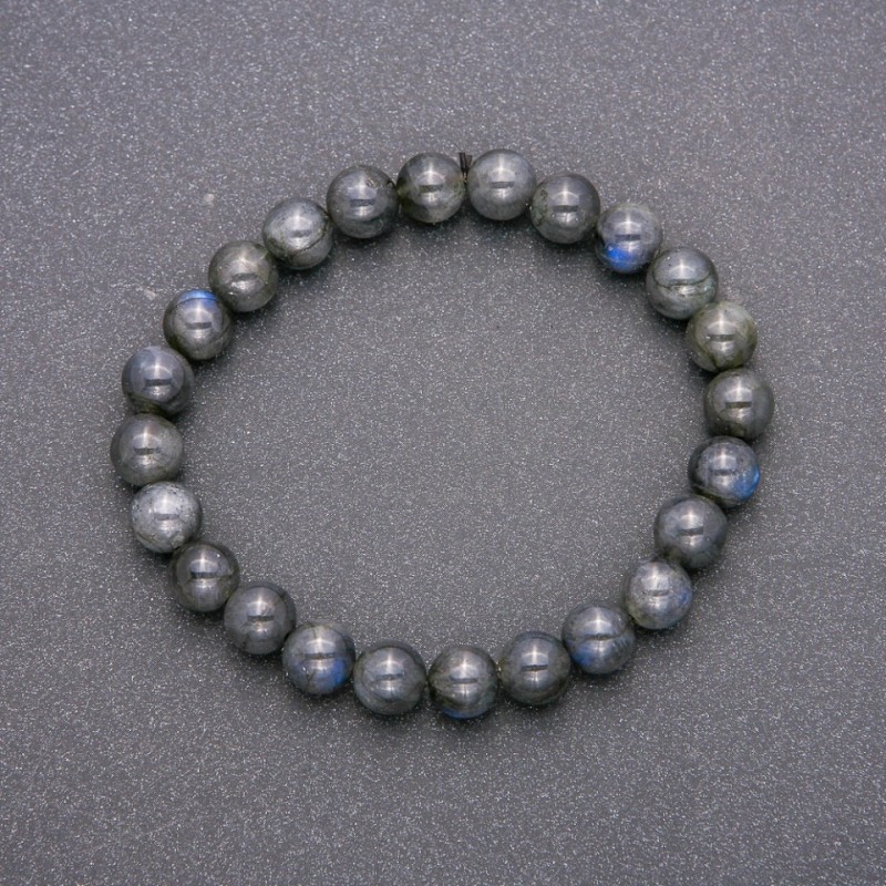 Armband aus natürlichem Labradorit, auf Gummiband, glatte Kugel, Ø ca. 8 mm, Länge 18 cm