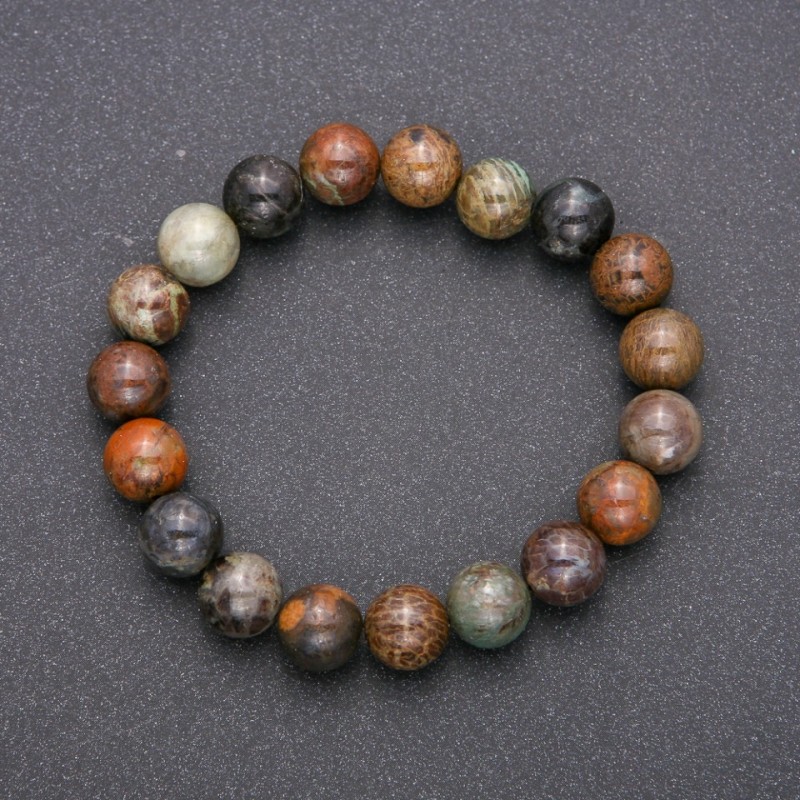 Armband aus buntem Jaspis auf elastischem Band, glatte Kugeln, Durchmesser ca. 10 mm, Umfang ca. 18 cm