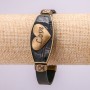 Armband LOVE mit Metall-Einsätzen, Länge 16–21 cm, Öko-Leder, Farbe Schwarz, mit Verschluss