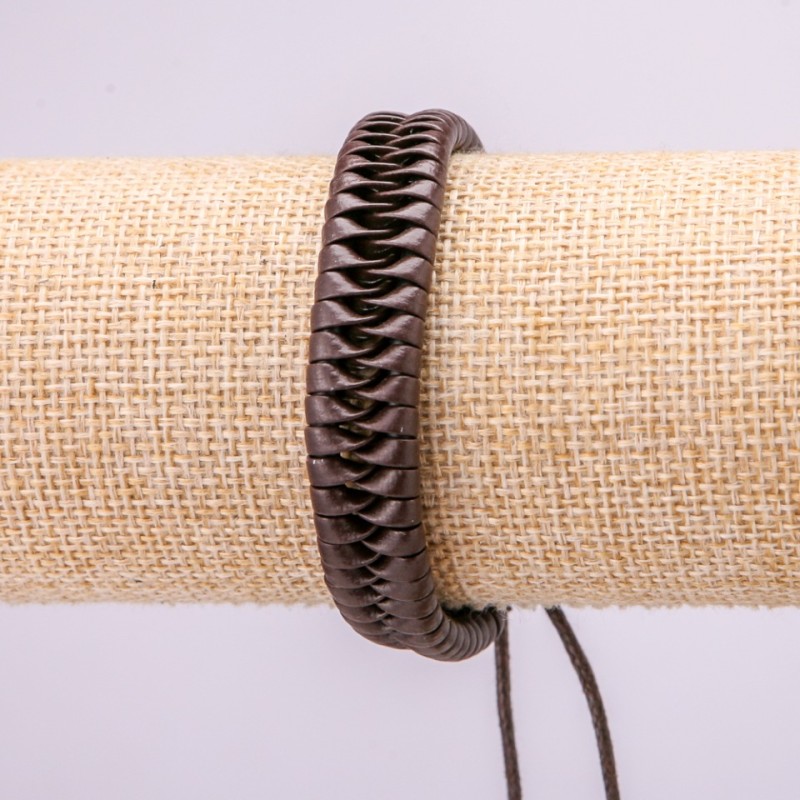 Armband aus Öko-Leder, braun, verstellbar, Länge 18–25 cm, Dicke 13 mm