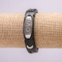 Armband mit Metall-Einlagen, Länge 21 cm, Dicke 15 mm, Kautschuk, Farbe Schwarz, Verschluss