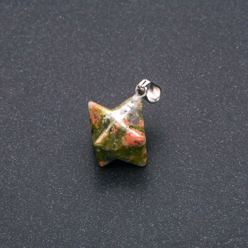Merkaba-Anhänger aus Jaspis und Heliotrop 10 × 10 mm