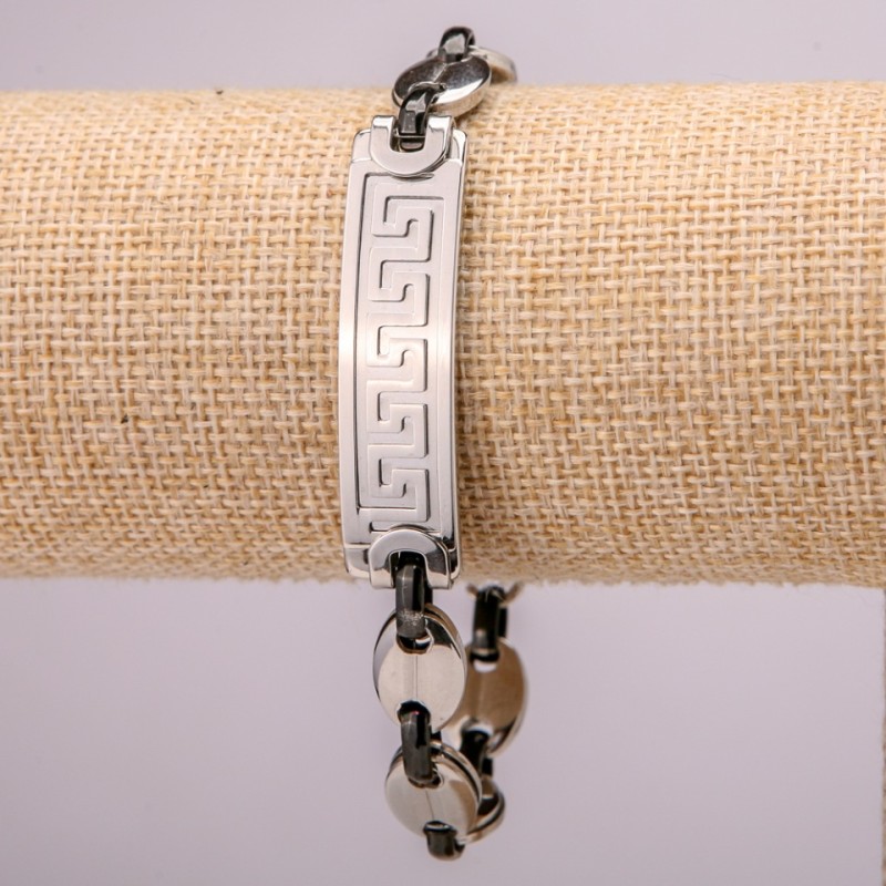 Metallarmband aus Edelstahl mit Verschluss, Dicke 12 mm, Länge 21 cm, silberfarbig