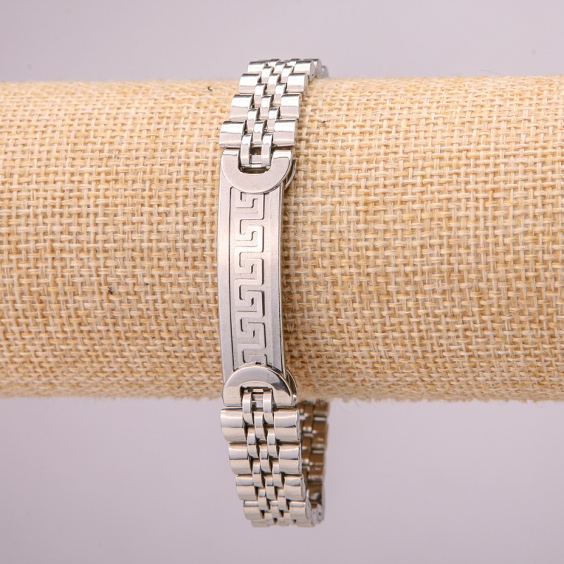 Metallarmband aus Edelstahl mit Verschluss, Dicke 12 mm, Länge 21 cm, Farbe Silber
