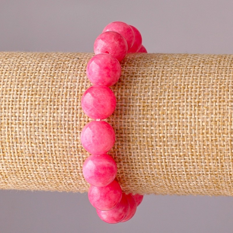 Kunstturmalin-Armband auf Elastikband, glatte Kugeln, Durchmesser 12 mm, Umfang 18 cm