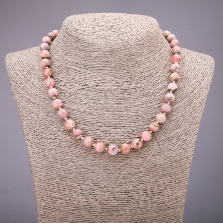 Kette aus natürlichem Rhodochrosit, glatte Kugeln, Durchmesser 8 mm, Länge 45 cm