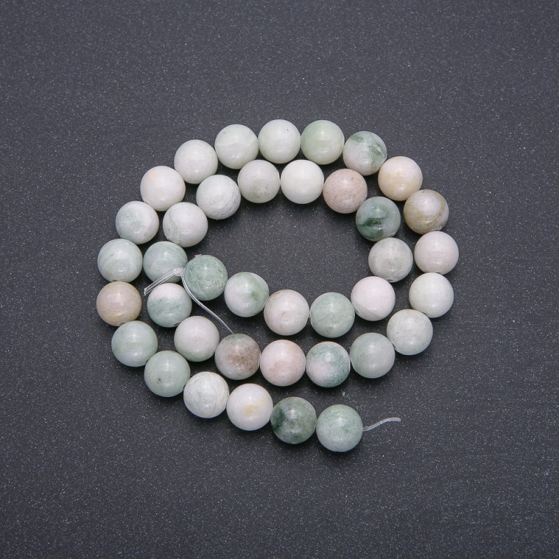 Larimar-Perlen auf Faden, natürlicher Stein, glatte Kugeln, Ø 10 mm, Länge ca. 40 cm (±)