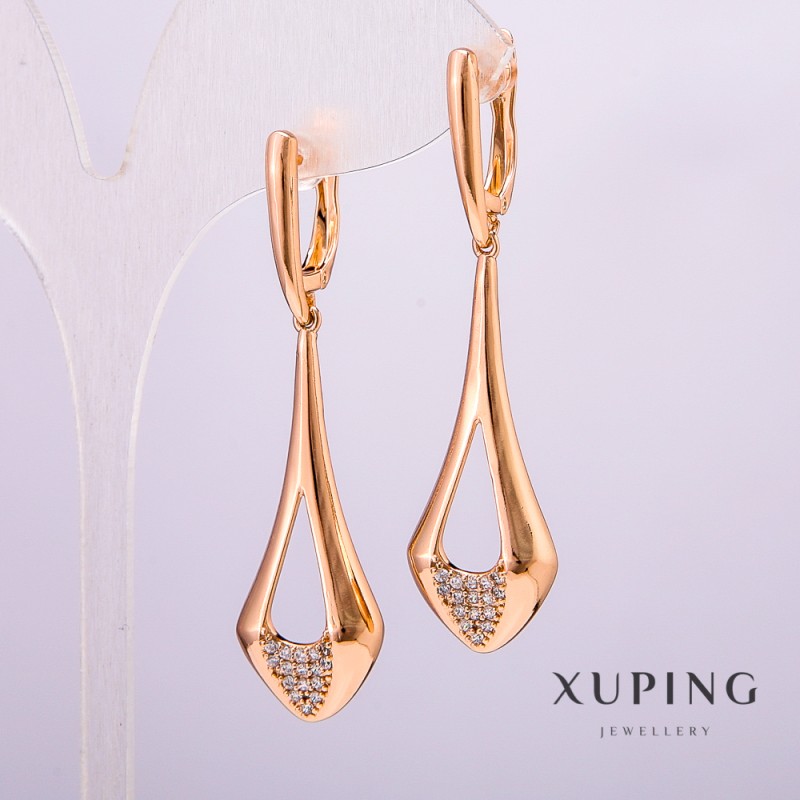 Ohrringe Xuping Vergoldung 18K mit weißen Strasssteinen 55 × 18 × 14 mm +