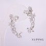Ohrklemme Xuping – Rhodium-beschichtete Ohrklemme mit weißen Steinen, 33 × 12 mm