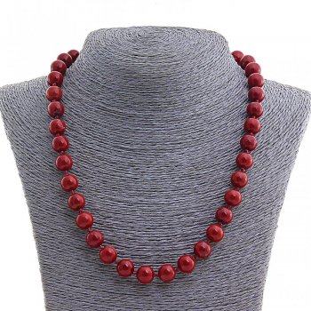 Kette aus rotem Jaspis, glatte Kugeln, Durchmesser 8 mm, Länge 49 cm