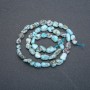 Larimar-Perlen auf Schnur, aus natürlichem Larimar, abgeflachte Form, Durchmesser 7×6 mm, Länge 40 cm +
