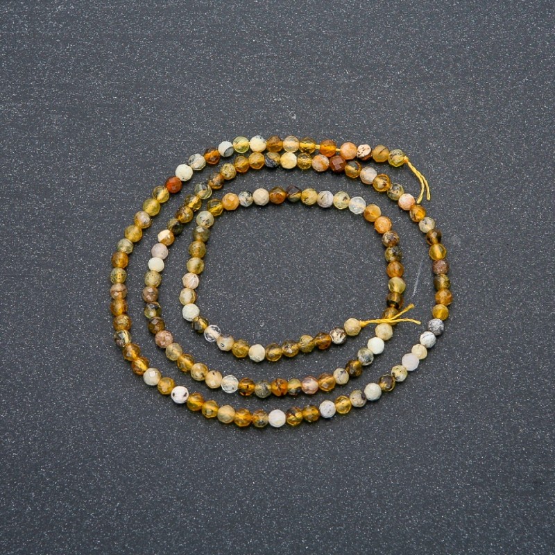 Schnur aus natürlichem Quarz, facettierte Kugeln, Durchmesser 3 mm, Länge ca. 39 cm