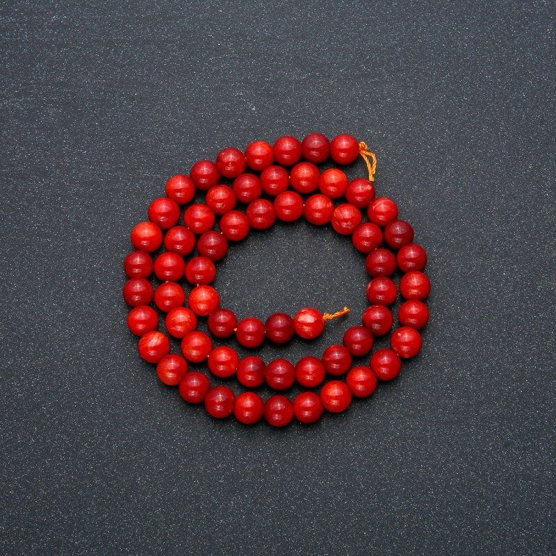 Perlen Roter Jaspis (pro Stück), Durchmesser 6 mm, Länge 38 cm +
