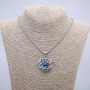 Anhänger „Dämonenauge“ 45 × 40 mm an Kette, Länge ca. 70 cm – silberfarbenes Metall