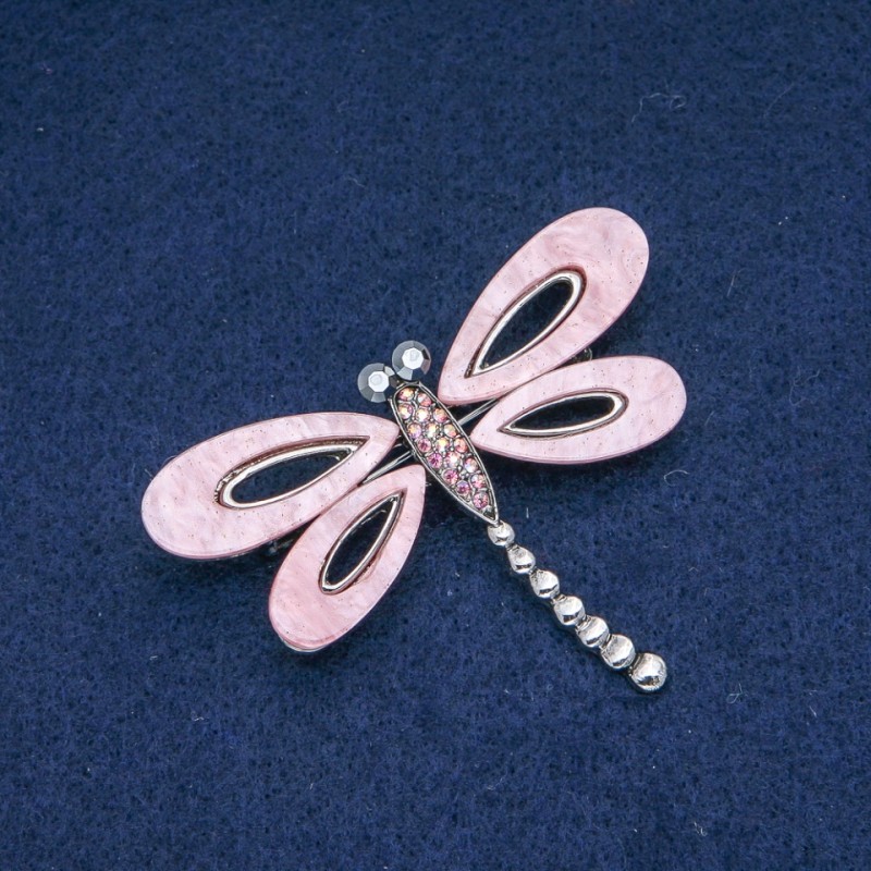 Brosche Schmetterling Rosa Perlmutt, rosa Petrol und graue Strasssteine, silberfarbenes Metall 62 × 45 mm +