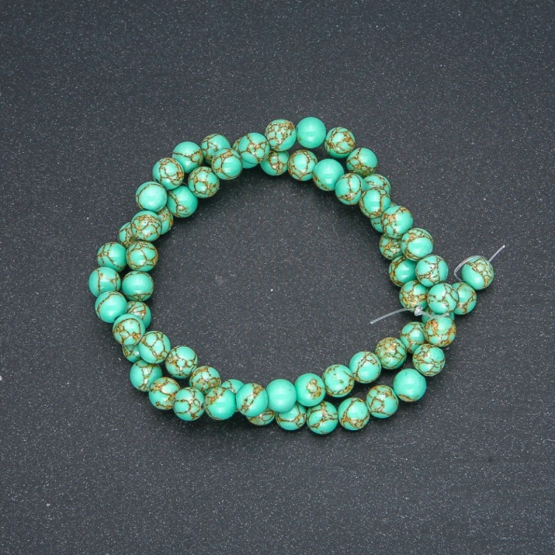 Grüne Imperialjasper-Perlen (gepresst), glatte Kugeln, Durchmesser 6 mm, Länge ca. 40 cm + -