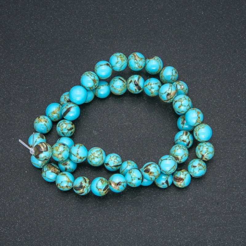 Imperialjasper-Türkis-Perlen (gepresst) glatte Kugeln, Durchmesser 8 mm + -, Länge 40 cm +