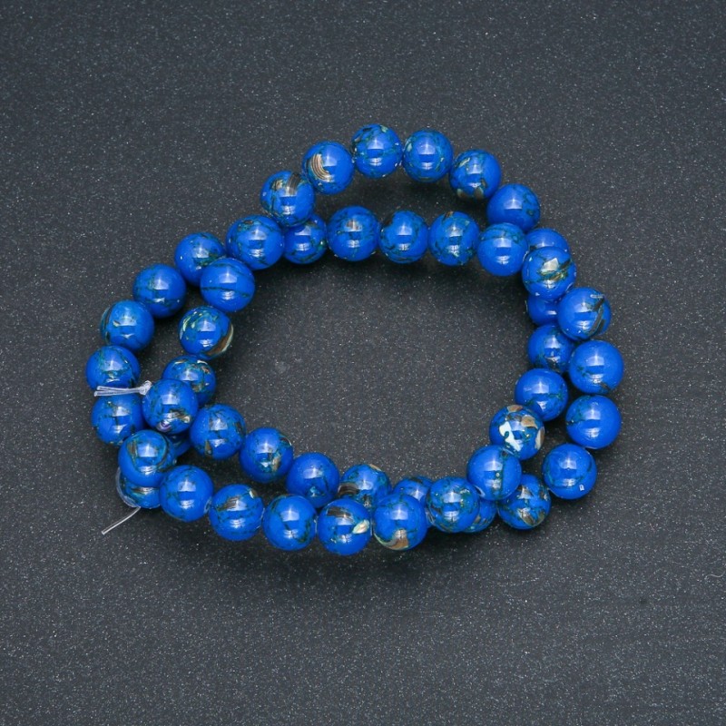 Imperialjasper Blaue Perlen (gepresst) glatte Kugeln, Durchmesser 8 mm, Länge ca. 40 cm