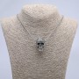 Anhänger „Schädel“ 36 × 22 mm an Kette, Länge ca. 70 cm – silberfarbiges Metall