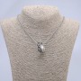 Kettenanhänger in Ringform, 27×10 mm, auf Kette, Länge ca. 70 cm, silberfarbenes Metall