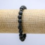 Elastisches Armband aus Lavastein, Ø ca. 8 mm, mit dunklen Einsätzen