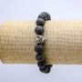 Elastisches Lavastein-Armband mit Leopardenmotiv, Perlen-Durchmesser ca. 10 mm