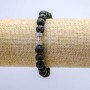 Elastisches Lavastein-Armband, Durchmesser ca. 8 mm, mit Mini-Hantel