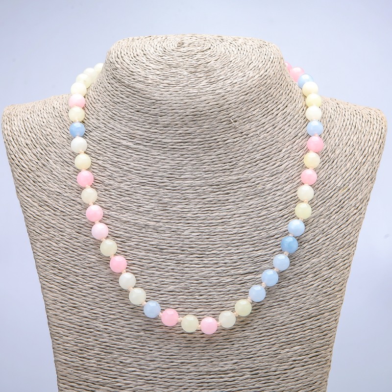 Morganit-Naturstein-Kette, Perlen-Durchmesser 8 mm, Länge 45 cm+