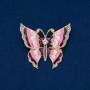 Brosche 'Schmetterling' aus goldfarbenem Metall, Emaille, weiße Strasssteine 46 × 52 mm +