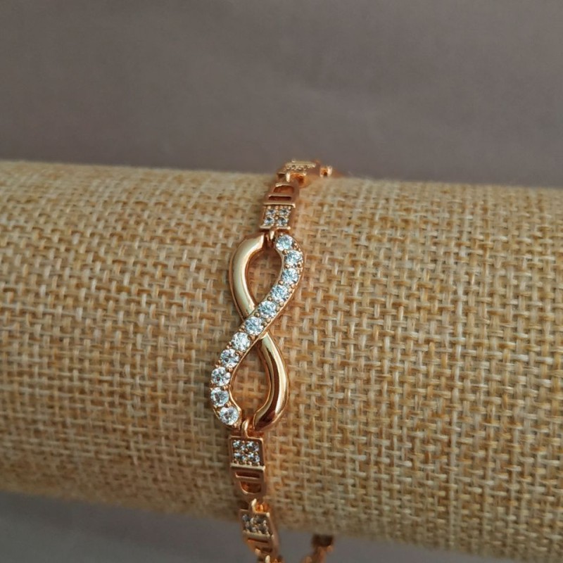 Armband Xuping – 18K-Vergoldung mit weißen Strasssteinen, Länge 17–19 cm, Dicke 3,7 mm +