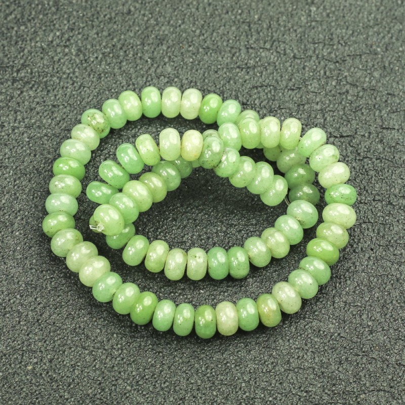 Perlen auf einer Schnur aus natürlicher Jade, glatte Rondellen, Durchmesser 8×5 mm, Länge ca. 40 cm