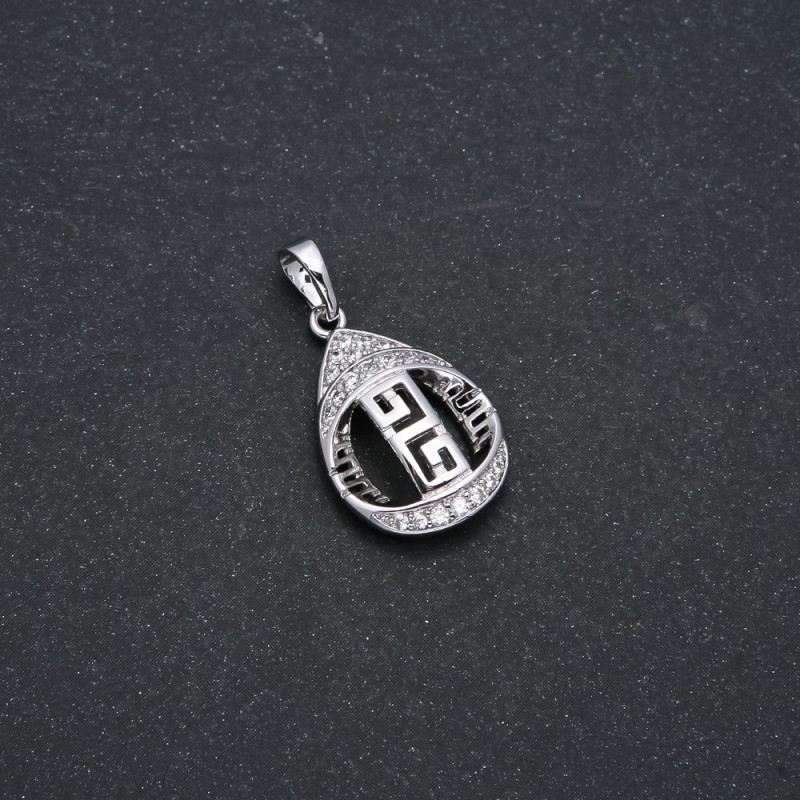 Anhänger Xuping Rhodium-beschichtet mit weißen Strasssteinen, Durchmesser 26×14 mm +