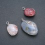 Anhänger mit silbernem Geflecht aus natürlichem Rauchachat, Durchmesser 30 x 22 mm+