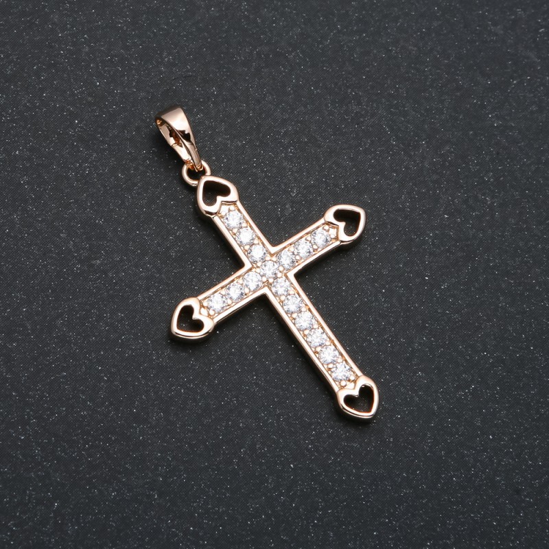 Anhänger Xuping Vergoldung 18K Kreuz mit weißen Strasssteinen, Durchmesser 37x25 mm +