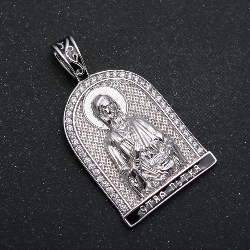 Anhänger Xuping Rhodium-Ikone mit weißen Strasssteinen, Durchmesser 37 × 20 mm +