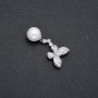 Anhänger Xuping Rhodium mit Perle und weißen Strasssteinen, Durchmesser 32 × 14 mm +