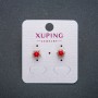 Xuping Ohrstecker Kugeln, 18K-Vergoldung, mit roter Perle und weißen Strasssteinen, Durchmesser 8 mm +