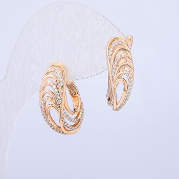 Ohrringe Xuping - 18K-Vergoldung mit weißen Strasssteinen, Durchmesser 23 × 8 mm +