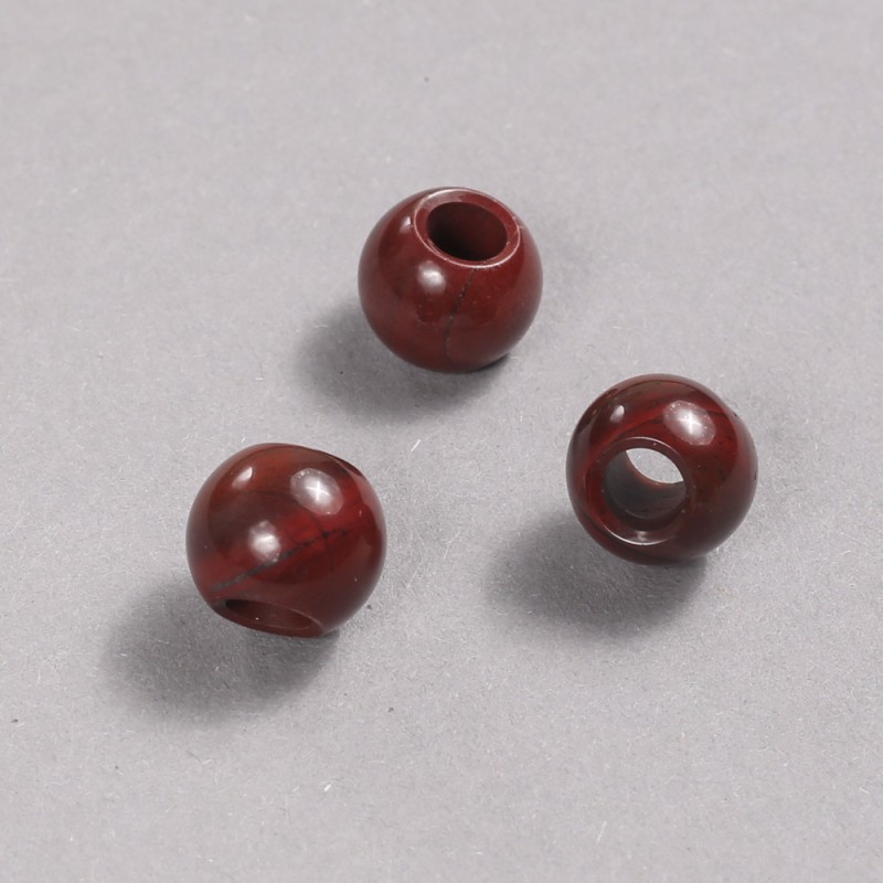 Pandora-Perle aus rotem Jaspis, 12 × 10 mm, Lochdurchmesser 5 mm +