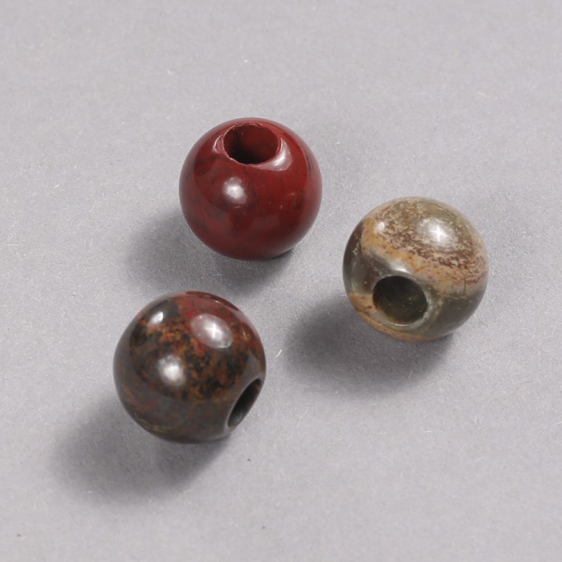 Pandora-Perle aus rotem Jaspis, Naturstein, 14 × 12 mm, Lochdurchmesser ca. 5,5 mm