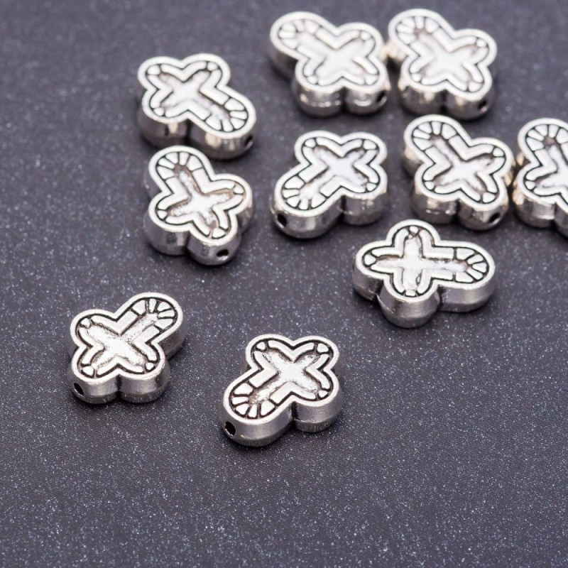 Kreuzförmige Perle 14×12 mm, Loch Ø d mm, Metallfarbe Silber, Packung 20 g ± 10 Stück