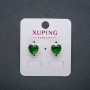 Herz-Ohrstecker Xuping – Ohrstecker-Kugeln – 18K-Vergoldung – Mit grünem Kristall, Ø8 mm +