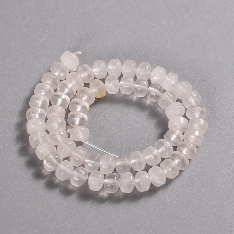 Perlen auf Schnur aus Rosenquarz, glatte Rondellen, Durchmesser ca. 9×7 mm + -, Länge ca. 39 cm +